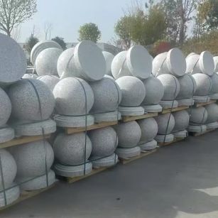 崇左 白麻花岗岩石材圆球，石球，挡车球，隔离球，景观石球，风水球等