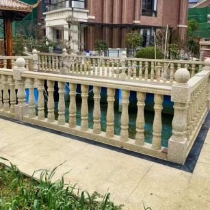 崇左黄金麻花岗岩石材栏杆，扶手，将军柱，花瓶柱