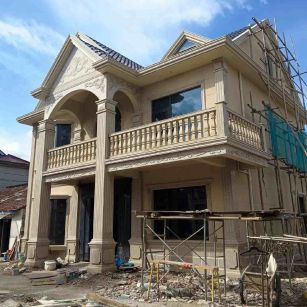 崇左 黄金麻花岗岩石材私人别墅雕花门楼柱阳台栏杆