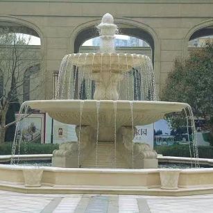 崇左 黄金麻花岗岩异型加工——户外庭院石雕流水喷泉