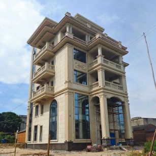 崇左 黄金麻花岗岩石材别墅外墙干挂搭配（雕花栏杆花瓶柱门楼罗马柱）