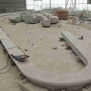 崇左 芝麻白花岗岩弧形花坛石，坐凳石