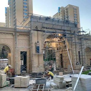 崇左 黄金麻荔枝面花岗岩小区门楼外墙干挂