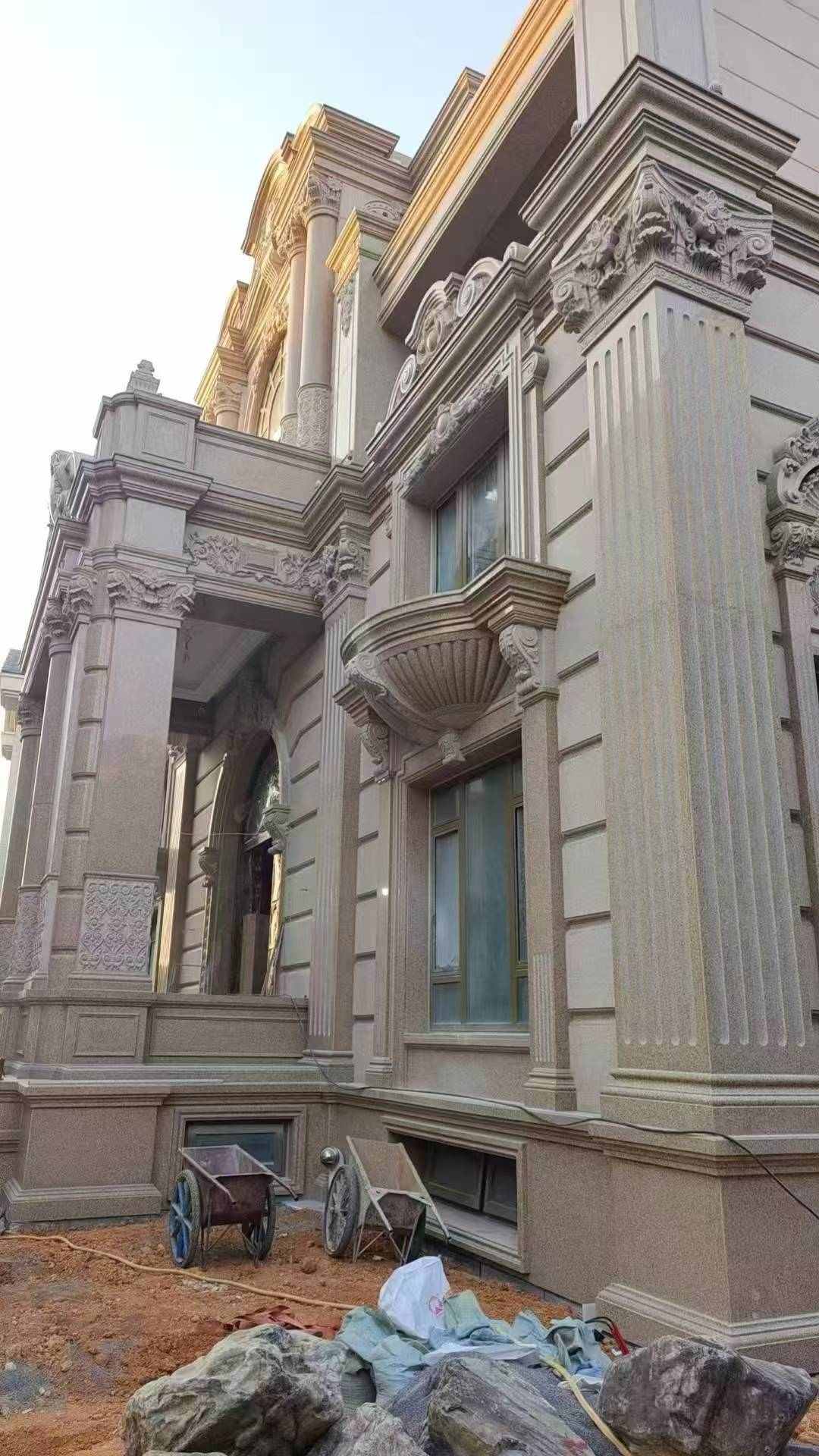 崇左 黄金麻花岗岩光面别墅外墙干挂施工完成