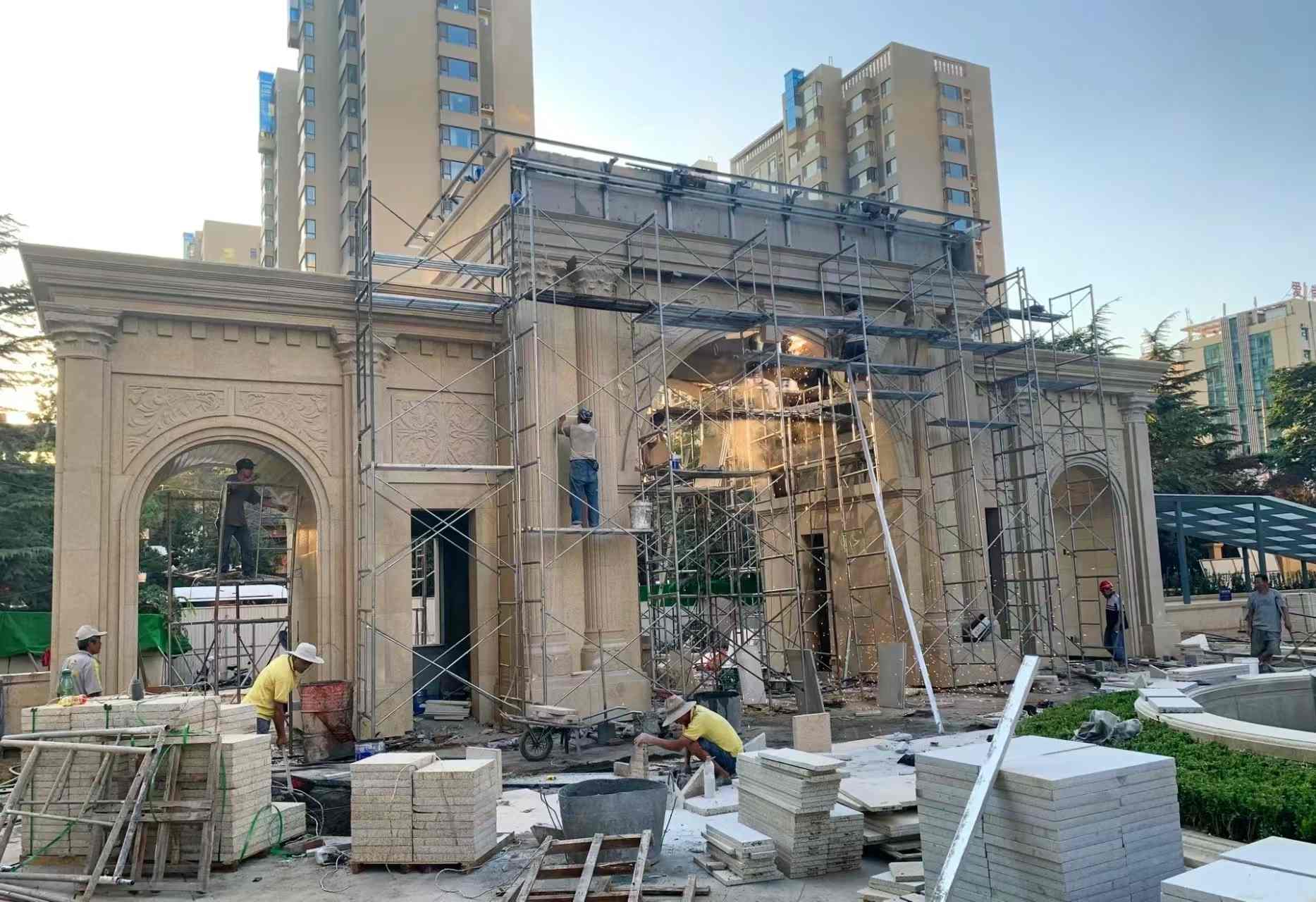 崇左 黄金麻荔枝面花岗岩小区门楼外墙干挂